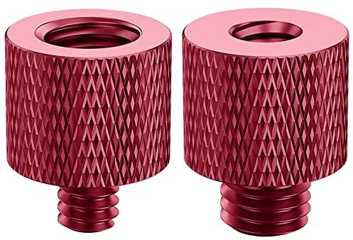 Homeet 2 Stück Gewindeadapter 1/4 auf 3/8 Stativ Adapter Aus Aluminiumlegierung Gewindeschraube Zollschrauben für Kamerastative Stative Mikrofonstativ Lampenstative Lautsprecher, ROT Farbe
