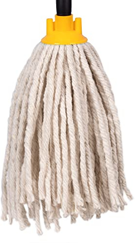 Jazooli Mop Heads Replacement - Commercial & Household Wet & Dry Mops for Cleaning Floors, Kitchen, Bathroom - Colour Coded Yarn Floor Mops, Heavy Duty Mop Head - 2 x Yellow
