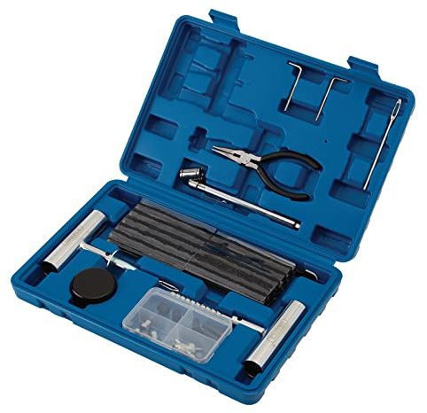 Draper 04139 Tyre Puncture Repair Kit for Tubeless Off Road Vehicles (65 Piece), Blue and Black, One Size