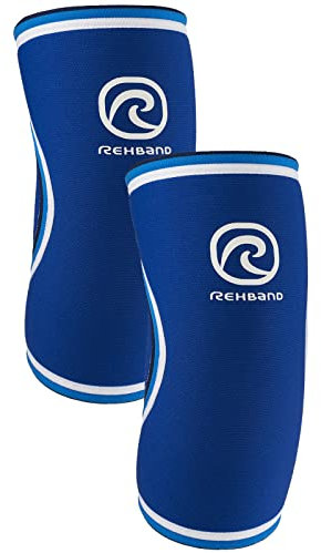 Rehband Benda per Gomito RX Original, 1 Pezzo, Supporto per Gomito Sportivo per Allenamento Fitness, Colore:Blu - 1 Paio, Misura:S