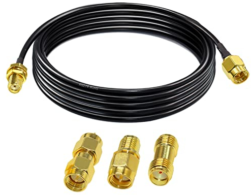 TUOLNK RG174 SMA Koaxialkabel SMA Stecker auf SMA Buchse RF Koaxialkabel + 3 Stück SMA Adapter Set 3G 4G LTE WiFi Antenna Wireless Lan Low Loss Verlängerungskabel CB Radio 9,8 Fuß (3 m)