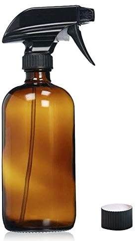 Jauhmui Botella de spray de vidrio ámbar (1000 ml), reutilizable, diseño ergonómico, funcionalidad de pulverización de 360 grados