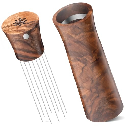 Creatomer Espresso Distribution WDT Tool - Walnussholz Kaffee-Rührer für Küche mit Halter - Professionelles Barista-Zubehör mit 8 Nadeln 0,4 mm, extra 0,3 mm Nadel - Geschenk für Kaffeeliebhaber