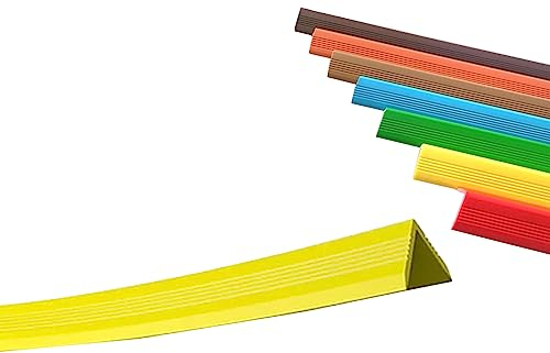 Yesbon Treppen-Kantenprofil, L-förmige rutschfeste PVC-Gummieckentreppe Anti-Rutsch-Streifen, Selbstklebender Treppenkantenschutz, für Treppenstufen im Innen- und Außenbereich,Gelb,2.5X2.5cm
