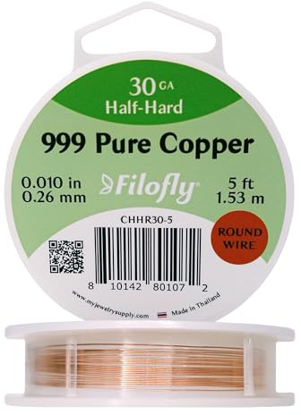 Filofly, 30 Gauge, Copper Wire, Half Hard, Round, (5 FT)