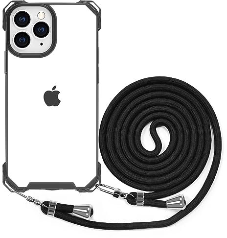 BEIMEITU Crossbody Strap Phone Case for iPhone 11 Pro Max, Crossbody Cover with Neck Cord Strap,Transparent Clear PC Lanyard Phone Case for iPhone 11 Pro Max