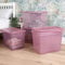 Wham Crystal 5x 80L Plastic Storage Boxes with Lids Tint Dusky Orchid (Pink). Large Size, Strong (Pack of 5, 80 Litre). Made in the UK