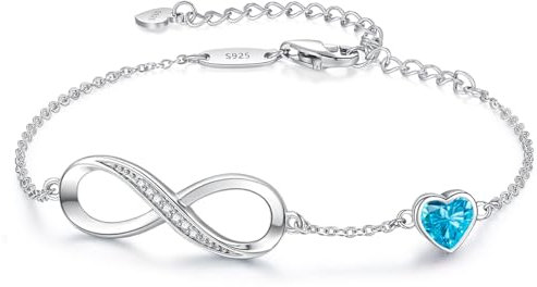 LOUISA SECRET Infinity Bracelets for Womens 925 Sterling Silver or Stainless Steel Bracelet Ladies Love Heart Jewellery Gifts for Women/Wife/Her Anniversary Birthday Mothers Day Christmas
