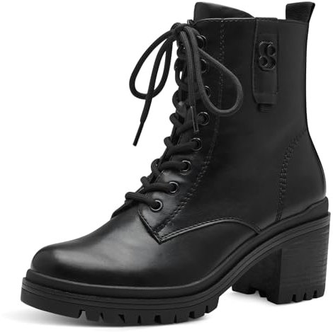 s.Oliver Damen Stiefeletten zum Schnüren mit Blockabsatz Herbst, Schwarz (Black), 42 EU