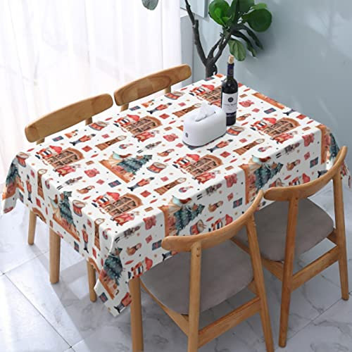 Watercolro Tischdecke, rechteckig, 54 x 72 Zoll, Nussknacker, Ballett, Weihnachtsbaum, Falten, waschbare Tischdecke, auslaufsicher, ölbeständig, Polyester, schmutzabweisend, Tischdecke für drinnen u