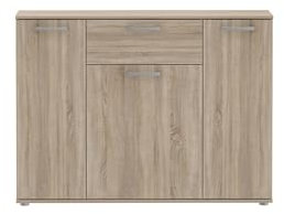 Forte NIKO Kommode mit 1 Schublade und 4 Türen, Holzwerkstoff, Sonoma Eiche, B x H x T: 109,6 x 81,7 x 28,9 cm