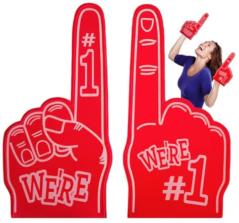 Schaumhand Nr. 1 Riesenschaumfinger Gladiator Schaumstoff Handgerät mit Finger für Partys und Sportanimation,Inspirierend Sportfan Zubehör Schaumfinger Kinder und Erwachsene (Rot)