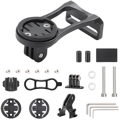 Out Front Bike Computer Combo Mount Compatible with Garmin Edge Gopro 200 500 510 520 800 810 820 1000 1030 Touring and Sports Action Camera Extended Adjustable Multifunction Black