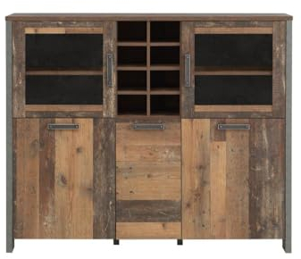 RASANTI Highboardvitrine ca. 150 cm breit Clif von Forte Old-Wood Vintage/Beton
