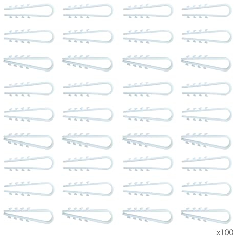 Abrazadera para Cable Redondo (Paquete de 100) - Clips de Material Plástico Blando para Cableado, 6mm x 20mm, Fácil de Instalar Gris