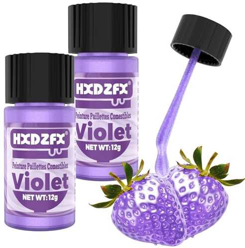 Peinture Paillette Comestible Violet - Liquide Colorant Alimentaire Paillette, Peinture Paillette Alimentaire pour GâTeaux, Biscuits, Bonbons, Boissons, Chocolats - 24g