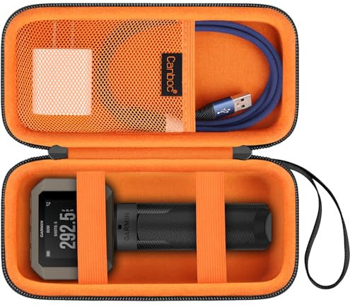 Canboc Hard Case Compatible with Xero C1 Pro Compact Chronograph, Mesh Pocket fit Cable, Charger, Power Bank, Black+Orange (Case Only)