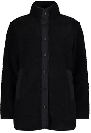 CMP - Giacca lunga da donna in pile teddy Highloft, Nero, 54