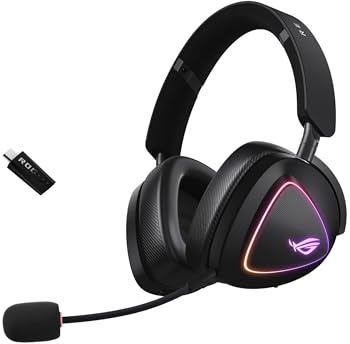 ASUS ROG DELTA II Gaming Headset, Up to 110 Hours of Battery Life, Lightweight 11.2 oz (318 g), Domestic Authorized Dealer