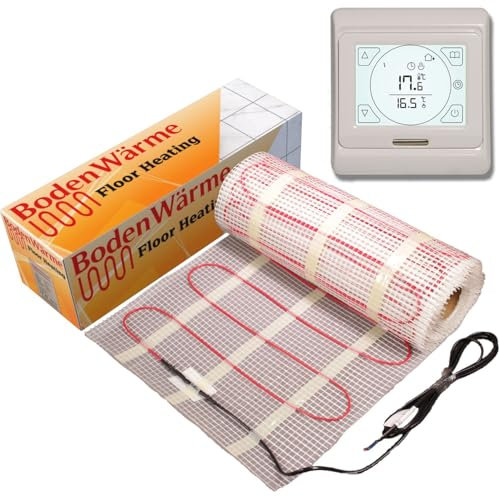 Electric Underfloor Heating Mat 200w /m² Under Tile Heating (Including Touch Screen Thermostat) (5m2)