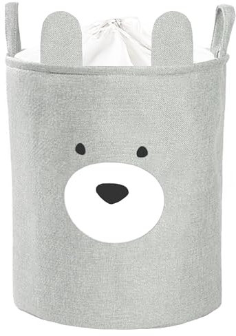 SIPO Spielzeugkorb Premium, XXL 63 L, Bear, Faltbarer Spielzeug Organizer mit Kordelzug, Wasserdicht, Tragegriffe, Skandinavisches Design