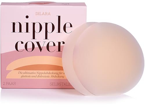 PREMIUM Kit de coussinets pour tétons I 4 pièces Nipple Pads Cover pour femmes | Coussinets réutilisables ultra fins en silicone I Hypoallergénique & Résistant à l'eau (collante, 8cm)