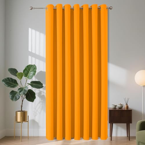 Joydeco Verdunklungsvorhänge 1 Stück,Türvorhang Blickdichte Türgardine,Tür Vorhang mit Ösen Thermo Kälteschutz Hitzeschutz Schallschutz für Schlafzimmer Wohnzimmer(Orange,1xH240xB140)