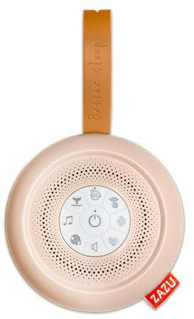 ZAZU Suzy Deluxe Einschlafhilfe für Babys – Geräuschmaschine mit 14 Sounds, Schreisensor, 20-Min-Timer, Weißes Rauschen, USB-C, Tragbar mit Befestigungsband, 100h Akkulaufzeit