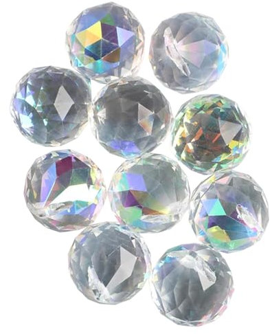 Cozylkx 10pcs Faceted Prism Suncatcher Glass Ball 20mm Glass Faceted Ball Round Crystal Beads for Feng Shui, Wind Chimes, DIY Jewelry, Ab Color