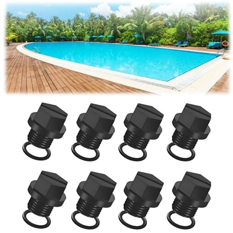 FWORUAIS 8 Stück Pool Ablassschraube,Teile Für Poolpumpen,Ablassstopfen,Rohrstopfen,Pool Pump Parts,Pipe Plug mit Dichtungen,Kompatibel Für Hayward Spx1700fg Pool Ablassschraube(Schwarz)