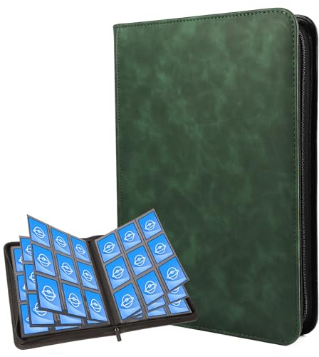 Raccoglitore Carte da Gioco,30 Fogli 540 Tasche,Album Carte per Carte Collezionabili,per Pokémon, Yu-Gi-Oh, MTG, Carte da Sport (Verde)