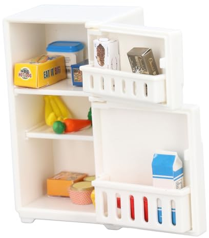Riuulity Miniatur-Küchenmöbel, Langlebiger Puppenhaus-Kühlschrank, Dekoratives Modell für den Schreibtisch oder die Spielzeugküche