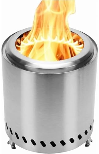 Tischfeuerstelle Tragbar, 360° Raucharm Design & Klappbeine, Edelstahl Feuerkorb für Camping, Garten, Balkon mit Tragetasche - Tisch Kamin Feuerschale(14cm)