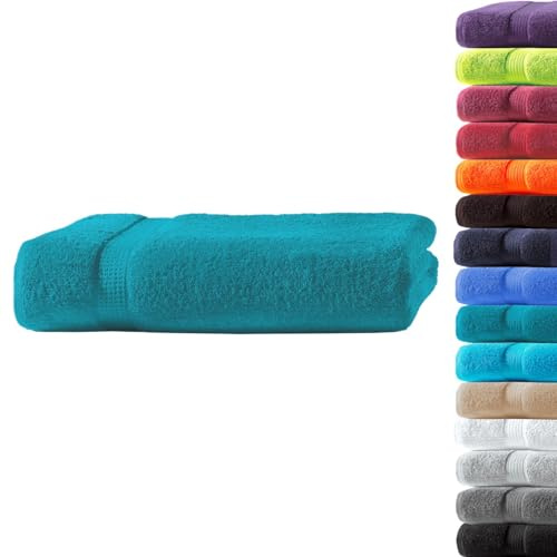 Loomiva Premium Qualität Frottier Badetuch | 100x150 cm | Petrol | 500g/m² | ideal für Reisen & Gym und Sport | 100% Baumwolle | Extra Weich | Öko-TEX Standard 100