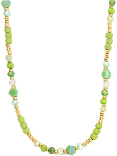 Julie Julsen GSNTI04GN-K Mädchen Collier Edelstahl Gold Grün Glasperlen 39 cm