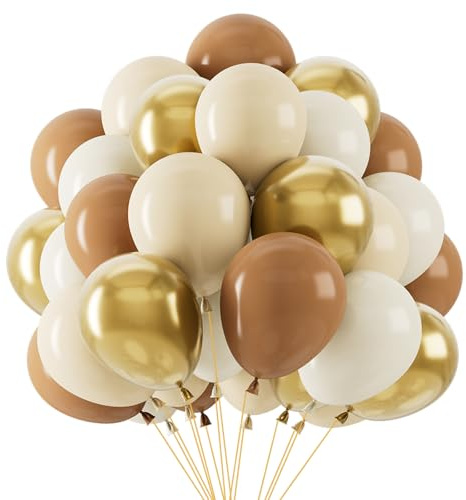 Luftballons Braun Beige, 68 Stück Braune Gold Sandweiß Luftballons Geburtstag, Helium Ballons Goldene Luftballons Beige Kaffee, Hochzeit Geburtstag Baby Shower Wedding Engagement Kommunion Party Deko
