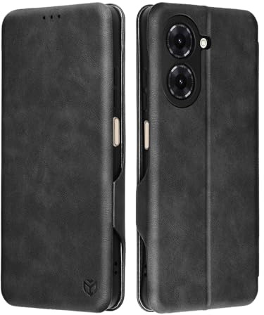 Techsuit für Xiaomi Redmi A5 4G Flip Wallet Hülle mit Kartenfach, Ständerfunktion, 360 Grad Schutz, Samtfutter, Premium Materialien, Safe Wallet Plus Series, PU Leder, Schwarz