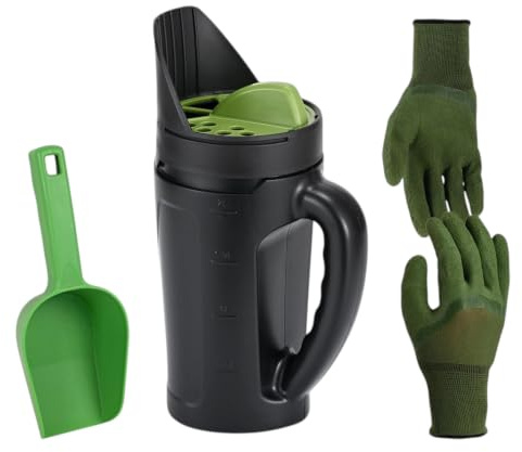 AH Living Handheld Seed Spreader 2.5L, Adjustable 3 Size Flow Control, Multi Use for Grass Seed, Fertiliser & Ice Melt, Ergonomic, Lightweight Garden Tool for All Seasons