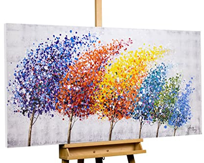 KunstLoft Acrylgemälde 'Wind of Change' 140x70cm | 100% handgemaltes Leinwandbild | Wald & Bäume in Bunt | signiertes Unikat mit Echtheitszertifikat