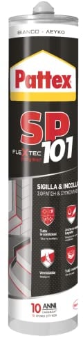 Pattex SP101, sigillante bianco per interni ed esterni, sigillante liquido sigilla e incolla multimateriale, silicone in cartuccia, 1x280ml