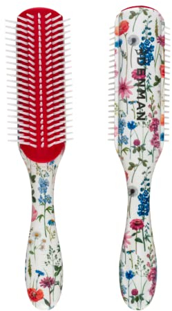 Denman Original Curl Definer & Styler 7 Row Hairbrush for Detangling, Separating, and Defining Curls, Curly Hairbrush - D3 Wild Flowers