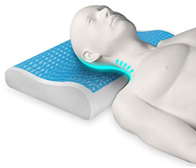 Nackenstützkissen aus viskoelastischem Gel mit Memory Foam beugt Rücken- und Nackenschmerzen vor | Festes und weiches Flex Schlafkissen mit Anti-Milben- und Antibakterieller Beschichtung
