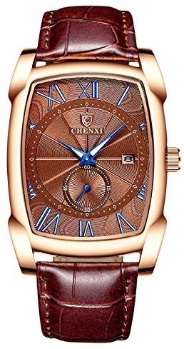 rorios Herren Uhren Analog Quarz Armbanduhren Leuchtend Zifferblatt mit Datum Kalender Leder Armband Business Männer Uhr