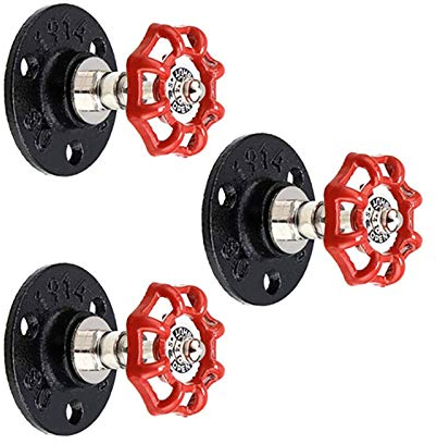 Handtuchhaken Industrielle Pipeline Kleiderhaken Roter Griff Wandhaken Retro Eisen DIY Mantelhaken Schwarz Überzug Garderobenhaken für Mäntel, Schals