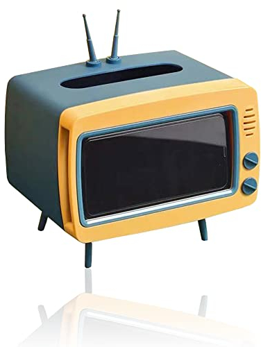 CQUUKOI Lustige TV-Taschentuchbox,multifunktional Handy-Halterung für alle Smartphones, Toilettenpapier-Serviettenbox, Schreibtisch-Dekoration für Zimmer, Badezimmer, Küche, Esszimmer (blau)
