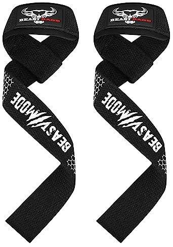 BEAST RAGE Zughilfen für Krafttraining (Fitness Straps) Kreuzheben Gurte Frauen Männer (Gepolstert) Gewichthebergurte Baumwolle Handgelenkstütze Griffe Hantel Bar (Lifting Straps) (Weißes Silikon)