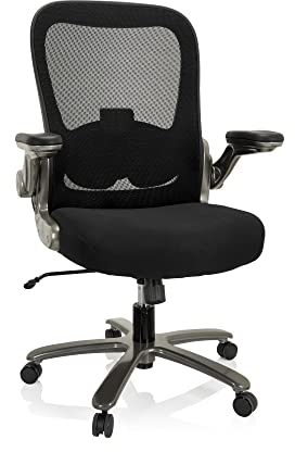 hjh OFFICE 691002 XXL Drehstuhl Instructor T I Bürostuhl geeignet für EIN Körpergewicht bis 220 kg, Schwerlast Stuhl, Stoff/Netz Schwarz