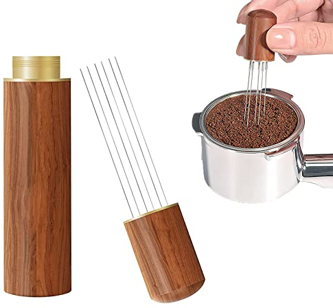DJJUAJK Verbessertes WDT Werkzeug Espresso-Verteilerwerkzeug mit 6 feinen Nadeln 0.4 mm, Kaffee Tamper Espresso Nadel, Espresso Kaffeerührer, Kaffee Zubehör