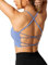 ZAAYO Damen Gym BH Gepolstert Crossback Fitness Sport Bra Abnehmbarer Brustpolster Yoga Tops Gestrickte Nahtlose Sportbekleidung Hellblau Large