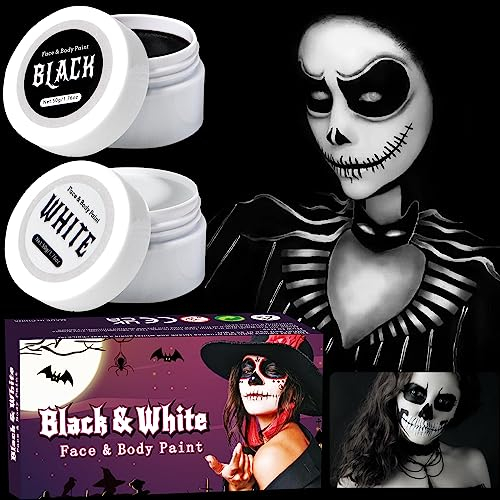 Karneval Schminke Schwarz Weiß, Kinderschminke Spezialeffekt Make Up Set, Faschingsschminke Theaterschminke Vampir Zombie Skelett Clown Schminke Make Up, für Fasching SFX Makeup Kinder Erwachsene